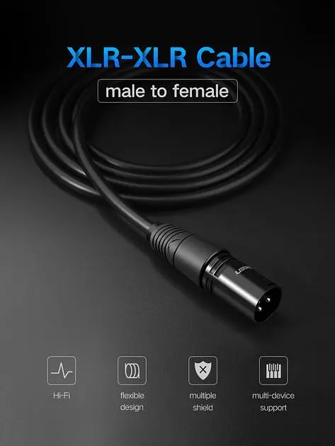Мікрофонний кабель UGREEN AV130 подовжувач XLR Male to Female Microphone Cable 2 м Black (20710) - фото 3