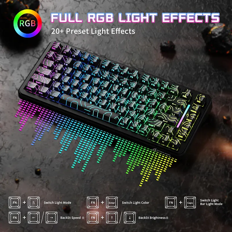 Игровая магнитная клавиатура Attack Shark X82 Pro / Три режима подключения / Magnetic Switch / Black - фото 7