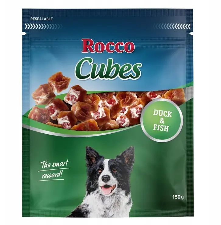 Ласощі для собак Rocco Cubes кубики з качкою та рибою 150 г 006836 ЦІНА ЗА 1 КГ - фото 2