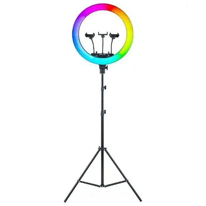 Кільцева світлодіодна LED лампа RIAS MJ18 RGB на 3 тримачі, USB, дротове управління 45 см - фото 3