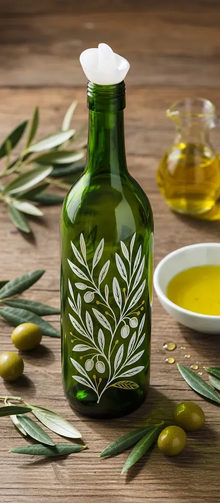 Бутылка для масла стекло Herevin Emerald Green Olive Branch 0.75 л (151150-087) - фото 2