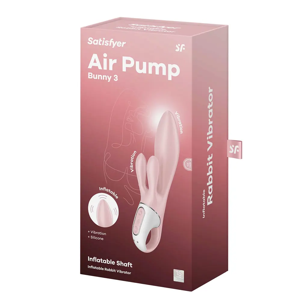 Вібратор-кролик надувний Satisfyer Air Pump Bunny 3, 12 режимів, подвійний відросток - фото 6