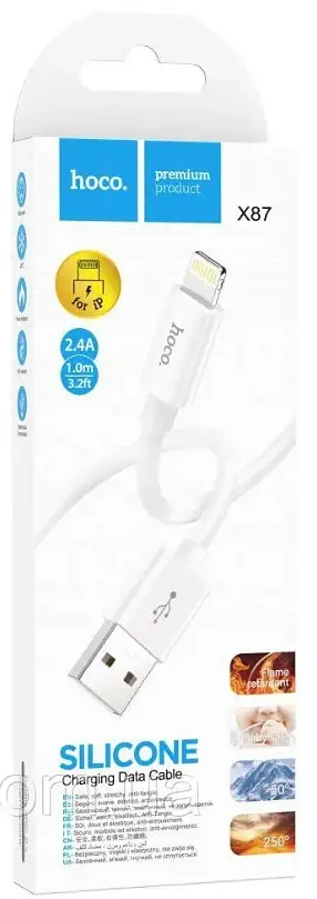 Кабель Hoco X87 Magic silicone charging data cable for Lightning Білий - фото 2