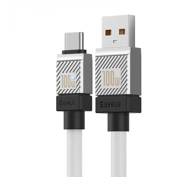 Кабель Baseus CoolPlay Series Fast Charging Cable USB to Type-C 100W 2m CAKW000702 White - фото 2