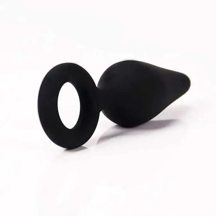 Анальная пробка силиконовая Velvet Ring с кольцом 24x68 мм черная - фото 3
