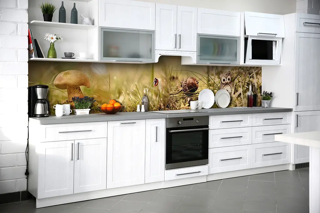 Кухонний фартух Гриби для кухні наклейка ПВХ мох сова Природа Зелений 60х250 см Happy Pocket Z180537 - фото 5