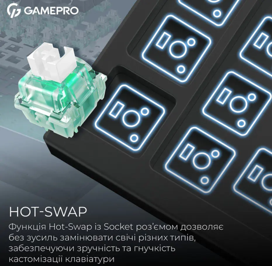 Клавіатура ігрова механічна GamePro MK-160-B MAX USB Hot-Swap Outemu Magnetic Switch Black-White - фото 7