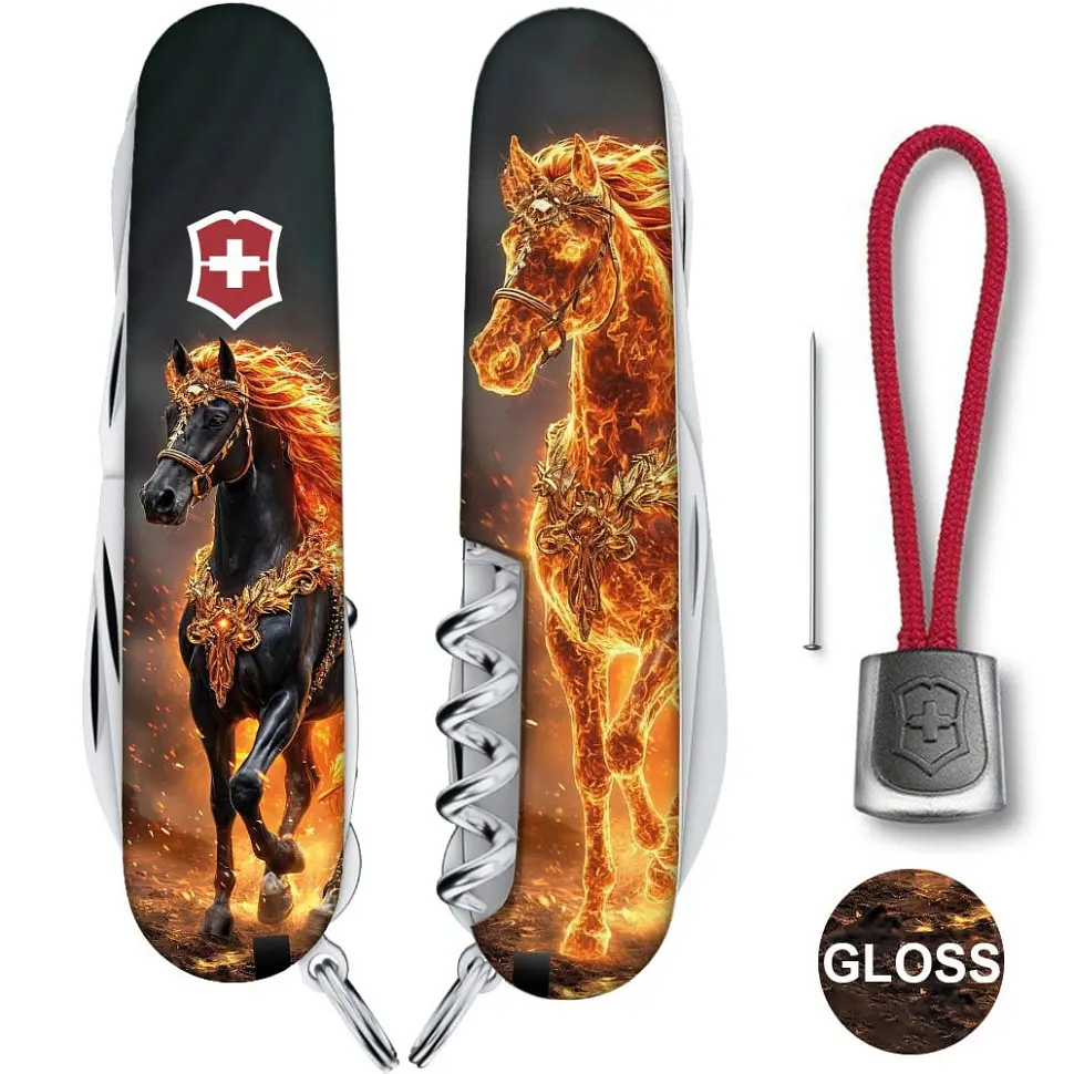 Складаний ніж Victorinox HUNTSMAN ZODIAC Золотий кінь 1.3713.Z5220pk - фото 3