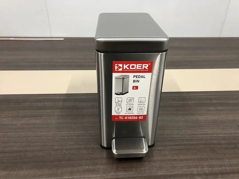 Відро для сміття з плавним закриттям прямокутне Koer TC-010206-02 6 л нержавіюча сталь KR5594, Нержавіюча сталь - фото 7