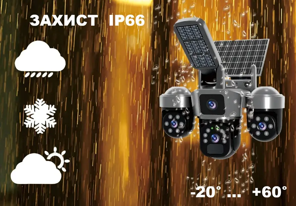 Вулична 4G камера DF01 15Мп з 3 лінзами сонячна панель зарядки прожектор акумулятор 10000мАг PIR сенсор руху duplication - фото 6