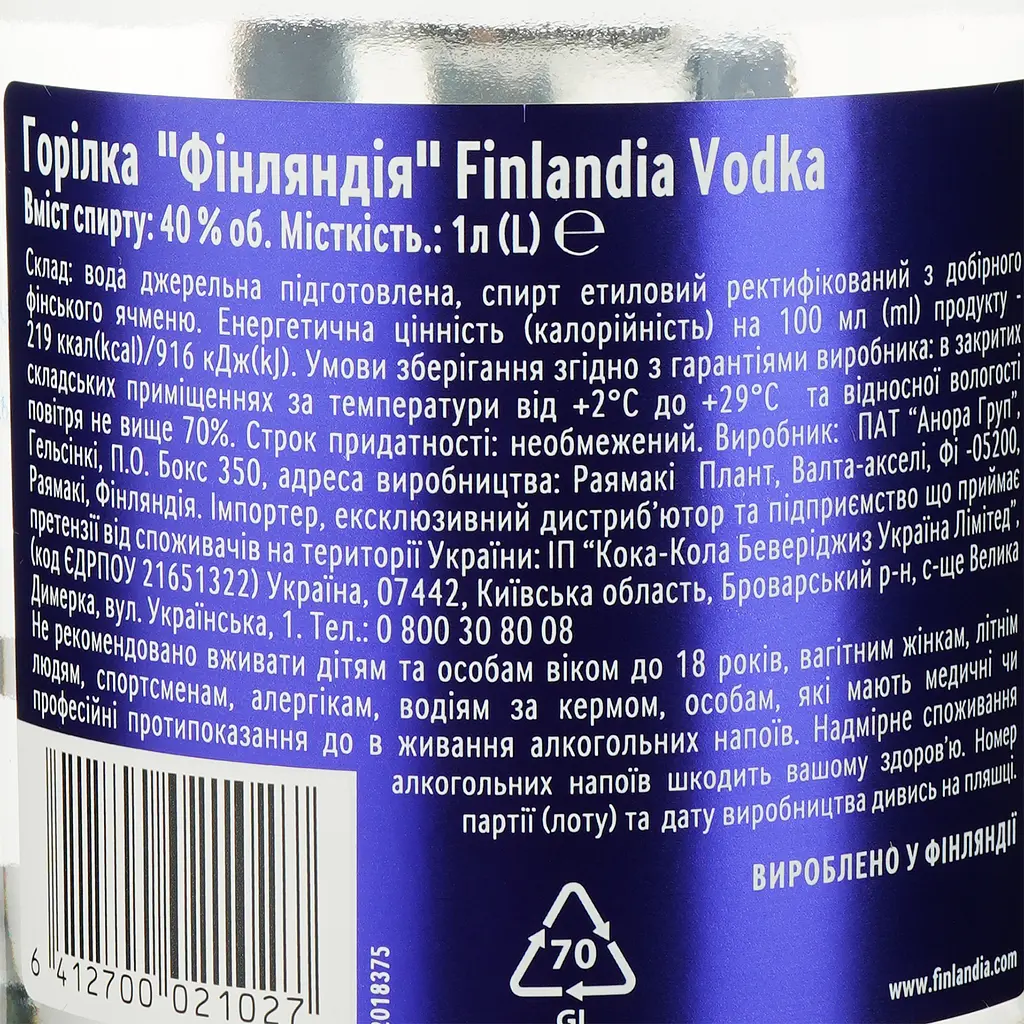 Упаковка водки Finlandia 40% 12 л (1 л х 12 шт.) - фото 5