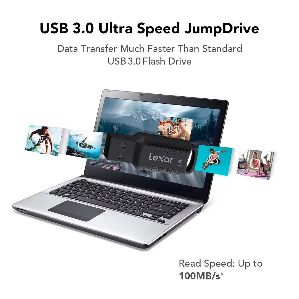 USB флеш накопичувач Lexar 64GB JumpDrive V400 Black USB 3.0 (LJDV400064G-BNBNG) - фото 5