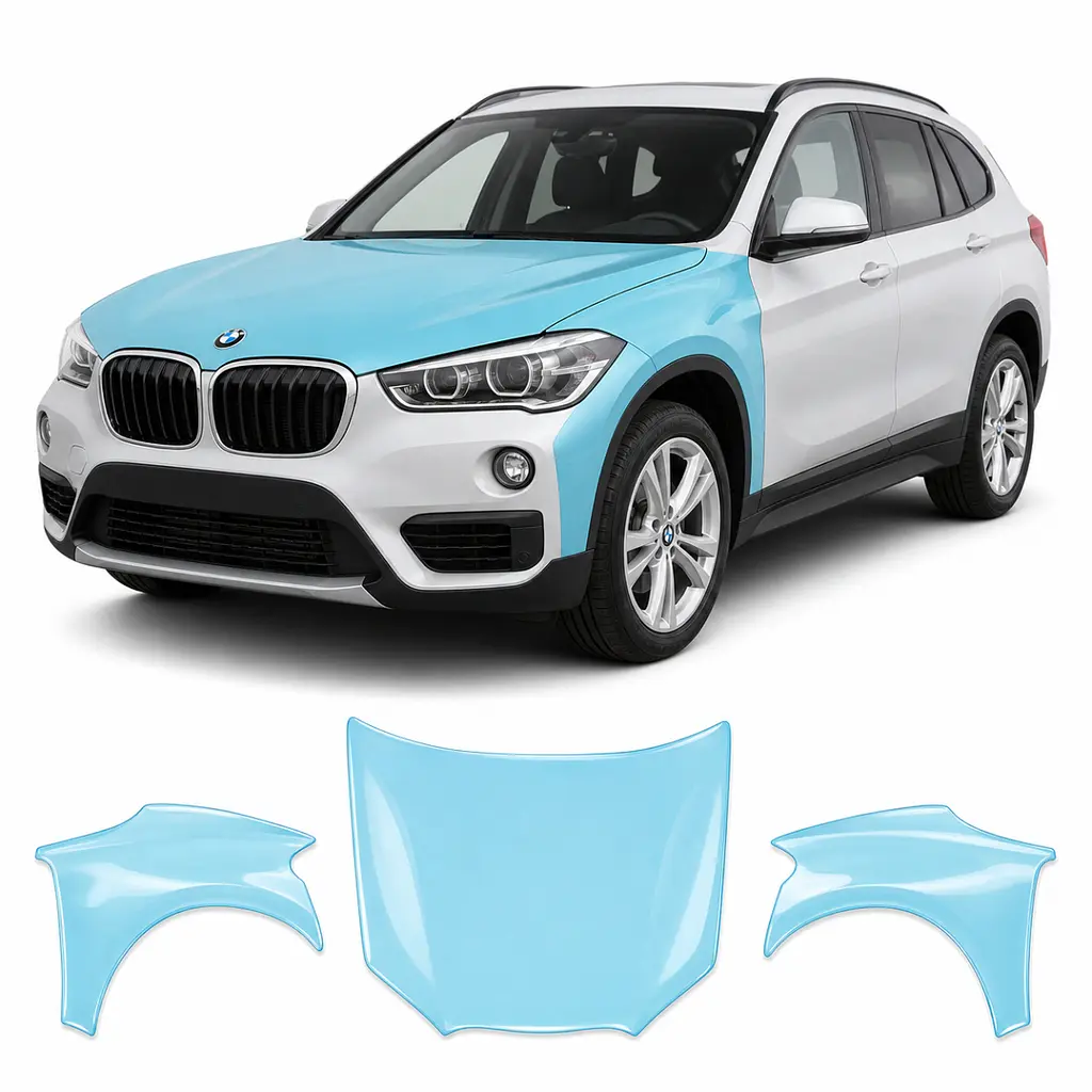Антигравійна захисна бронеплівка за лекалами для BMW X1 F48 2015-2022 - капот і передні крила