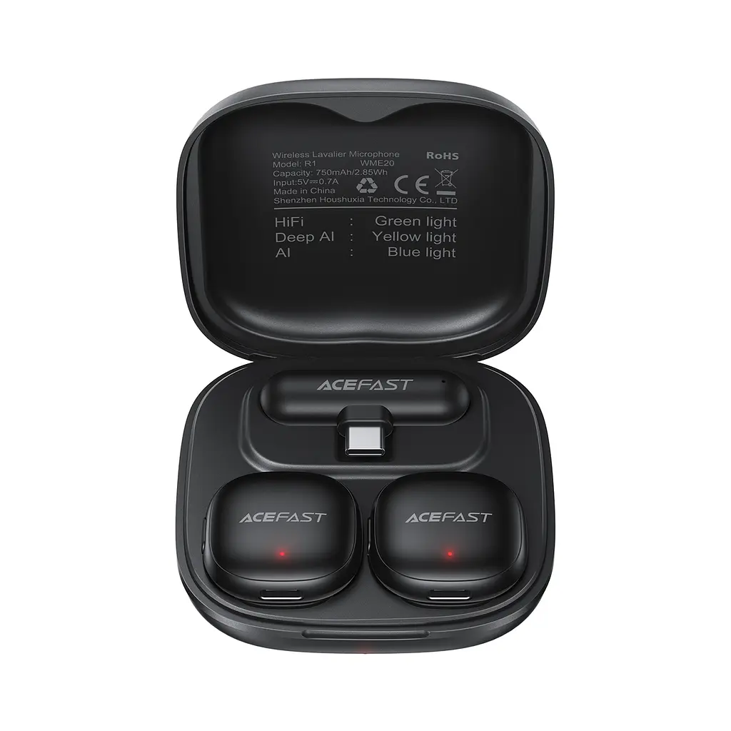 Бездротова мікрофонна система ACEFAST R1 wireless lavalier microphones Black (6974316284895) - фото 4