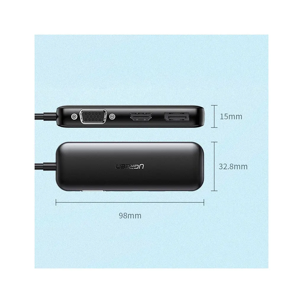 Перехідник USB2.0 Type-C to VGA V1.2/HDMI V2.0b/DP V1.2a CM260 black Ugreen (60568) - фото 11