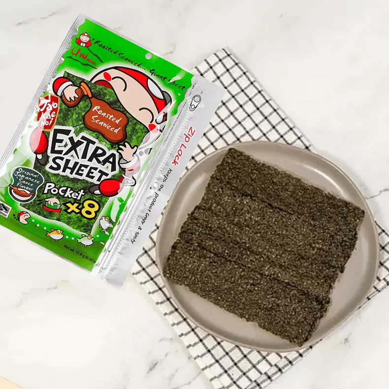 Чіпси Норі Tao Kae Noi Extra Sheet Pocket x8 sheets Roasted Seaweed Original 12.8г - фото 4