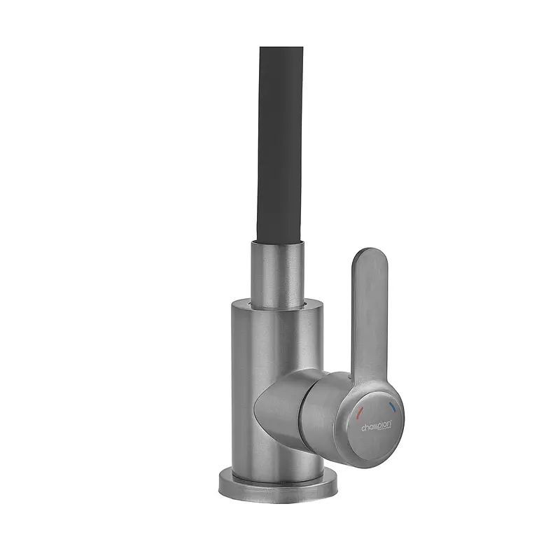 Змішувач для кухні з силіконовим виливом Champion EZA-011 (вилив чорний) graphite refl.black MX9555, Графіт - фото 3