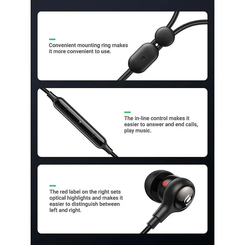Наушники проводные Ugreen EP103 для iPhone In-Ear Earphones Lightning Connector черные (30631) - фото 3