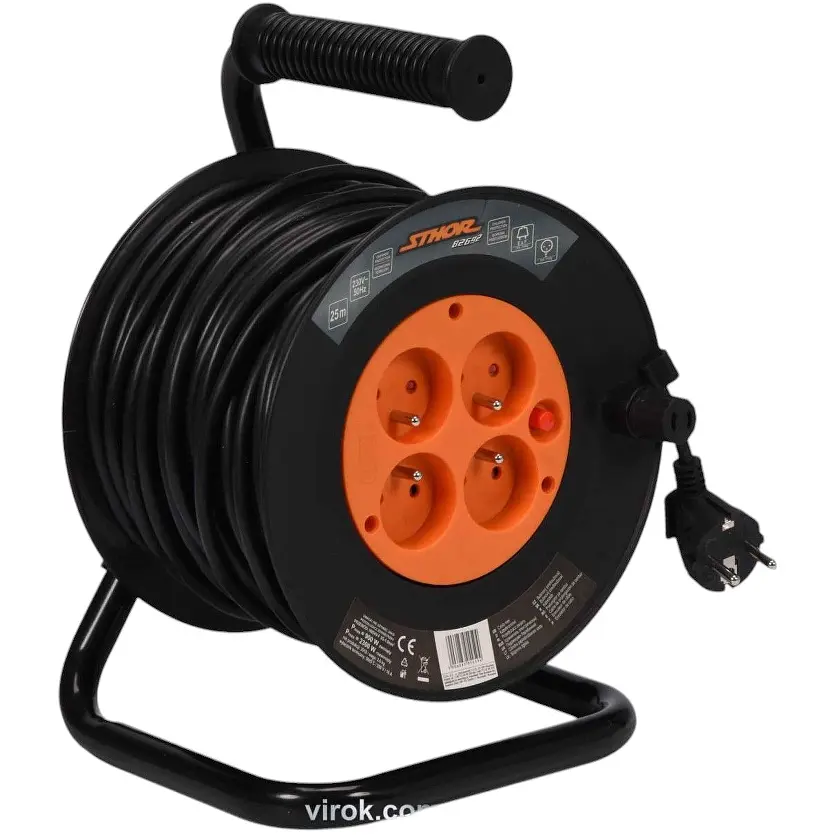 Удлинитель сетевой Sthor на катушке 25 м 4 гнезда 3-жильный 1 мм² IP44 (82692) - фото 2