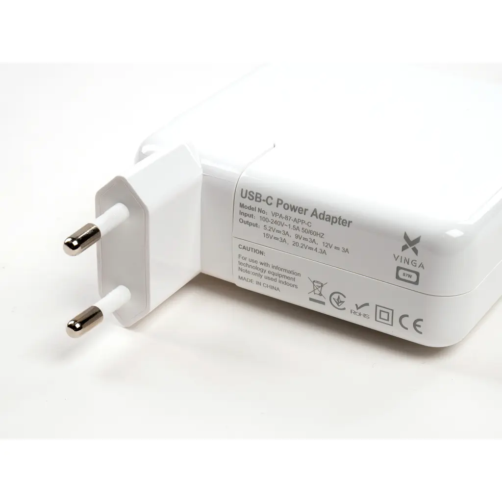 Блок живлення до ноутбуку Vinga Apple 87W 5.2V3A/9V3A/12V3A/15V3A/20.2V4.3A USB-C (VPA-87-APP-C) - фото 4