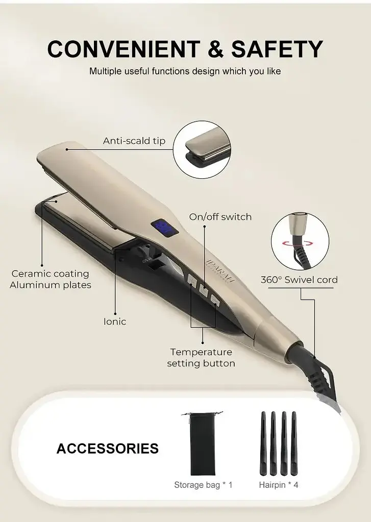 Професійний керамічний випрямляч плойка для волосся Стайлер IPARAH P-115W потужність 46Вт Gold - фото 2
