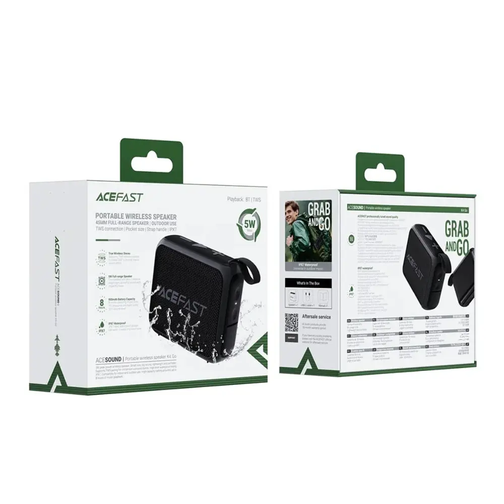 Портативна колонка ACEFAST K4 Go portable wireless speaker, 5W, IPX7, чорний 6974316285113 - фото 2