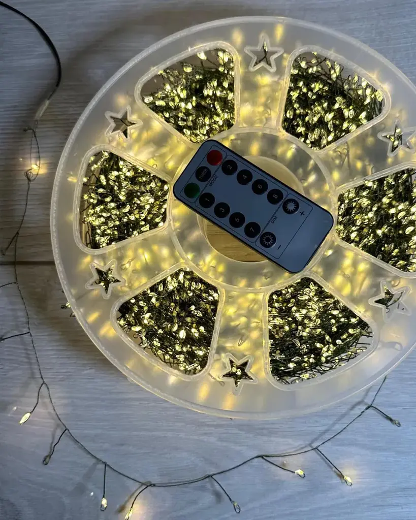 Гирлянда роса мишура на зеленом проводе 20 метров 2000лед Niki Light хвойная лапа с режимами уличная гирлянда на пульте тепло белая - фото 4