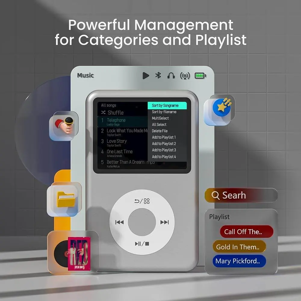 MP3-плеєр 64 GB з Bluetooth Innioasis Y1 Silver - фото 4