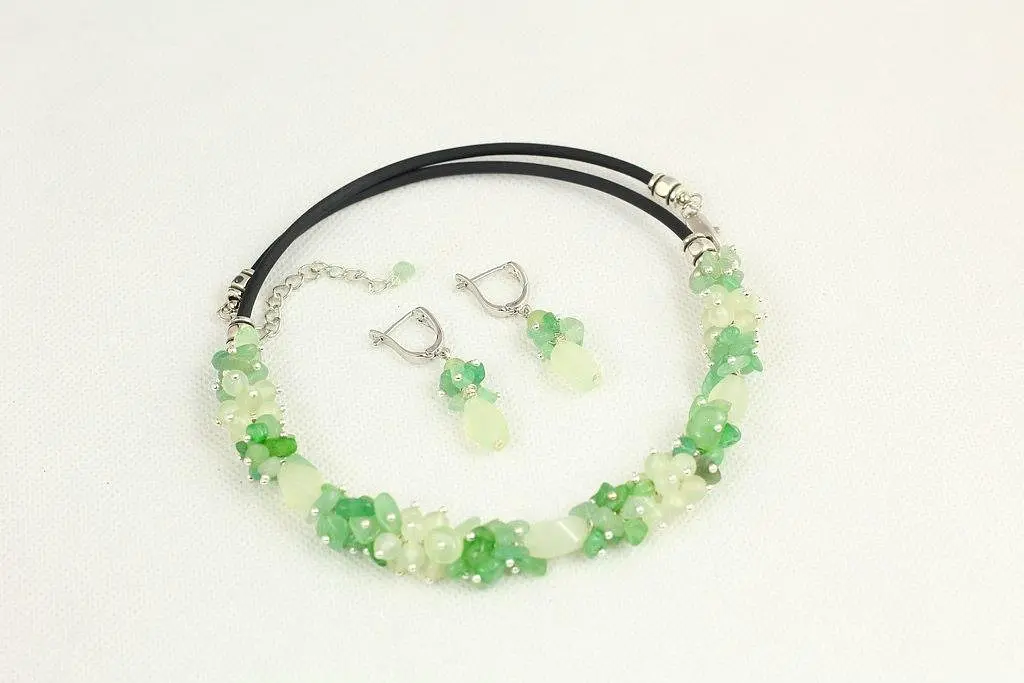 Гарнітур No name сережки і чокер нефрит набор 49 см - фото 4
