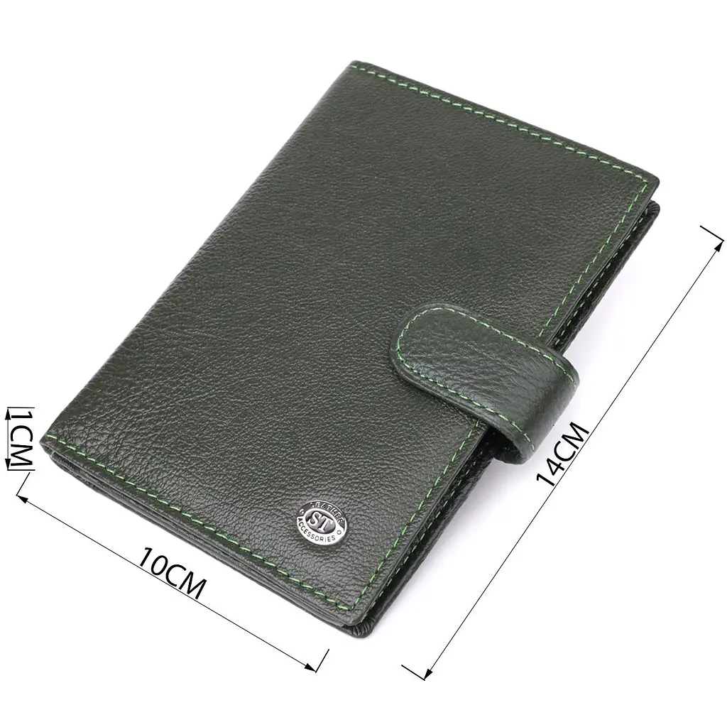 Оригінальна обкладинка на документи унісекс із натуральної шкіри ST Leather 23119 зелена - фото 3