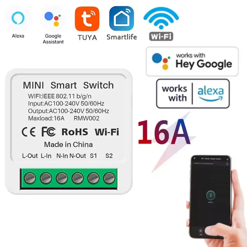 Реле Wi-Fi Tuya Smart Switch бездротовий вимикач 16 А - фото 2