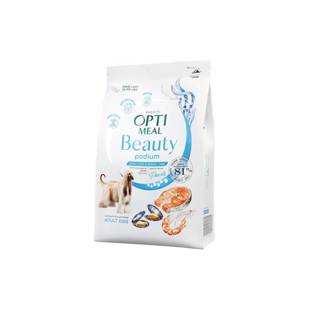 Сухий корм для собак Optimeal Beauty Podium беззерновий на основі морепродуктів 1.5 кг (4820215366830)
