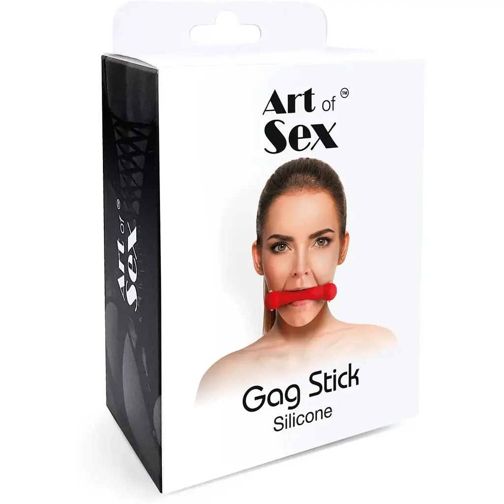 Кляп Art of Sex - Gag Stick Silicon Палиця, силікон та натуральна шкіра, Червоний - фото 5