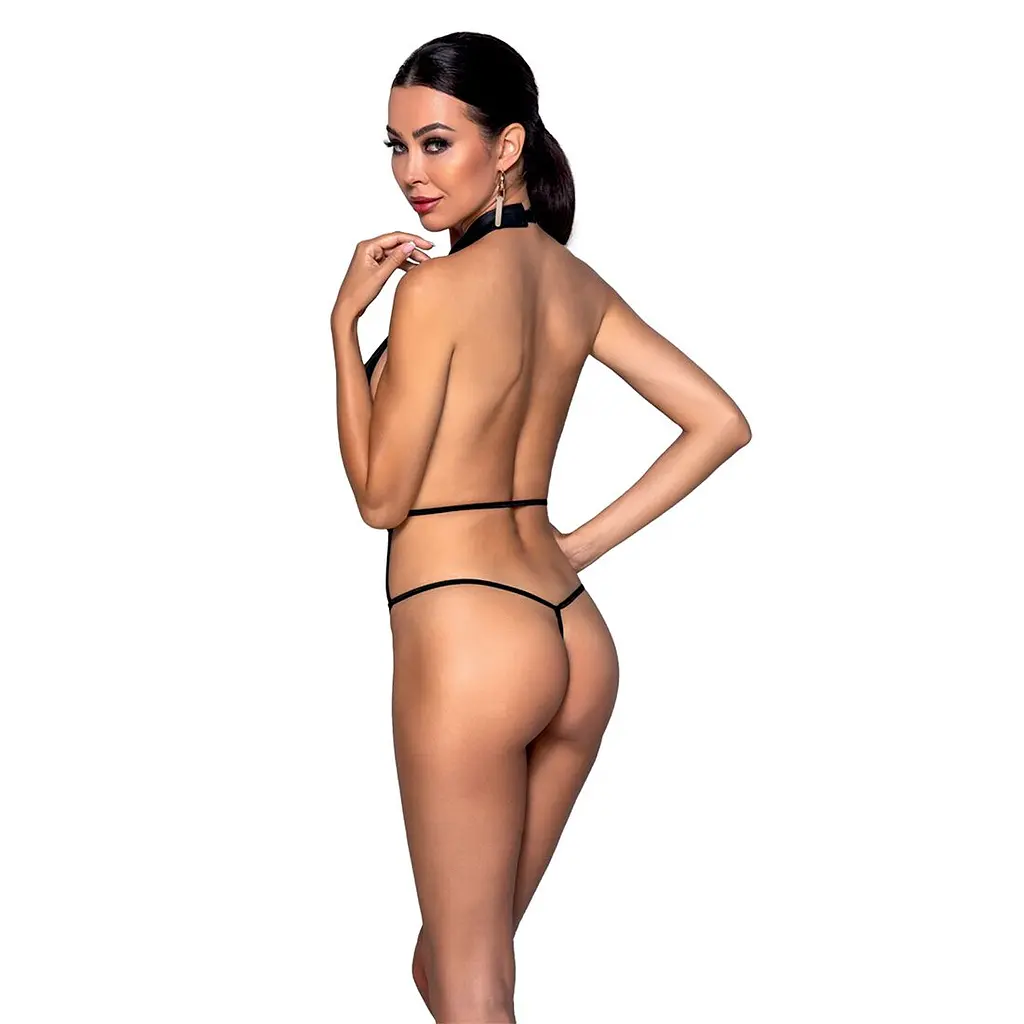 Боді-халтер з екошкіри Passion JANNIES BODY S/M black - фото 2