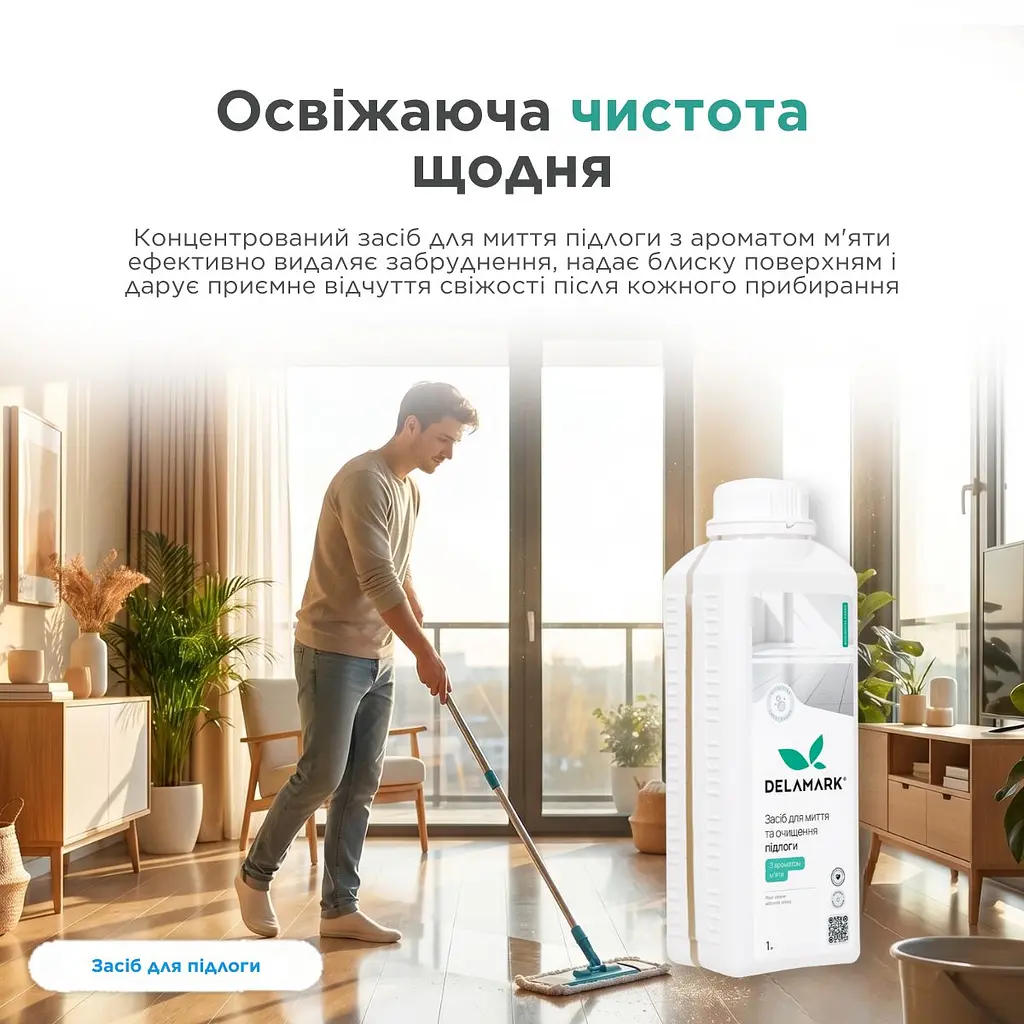 Засіб для миття підлоги DeLaMark з ароматом м'яти 1 л (4820152330727) - фото 5