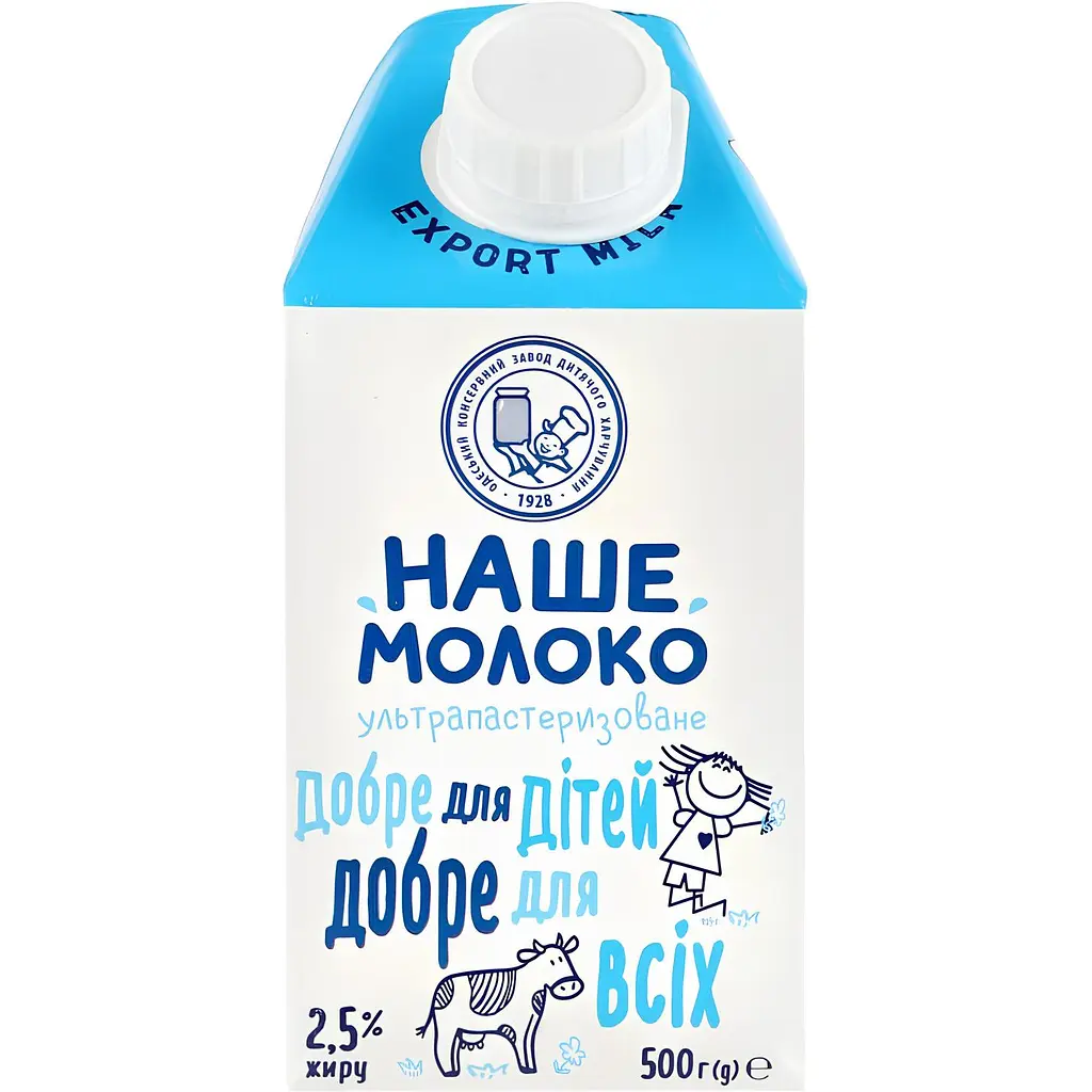 Упаковка молока ОКЗДХ Наше молоко ультрапастеризоване для дітей від 3 років 2.5% жиру 6 л (500 мл х 12 шт.) - фото 2