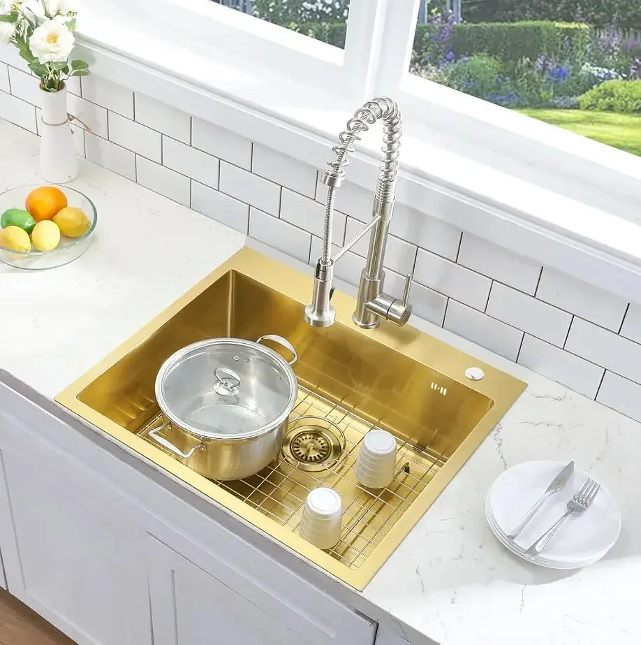 Кухонна мийка Rea Liam 580x450 мм brushed gold ZLE-06007 - фото 3