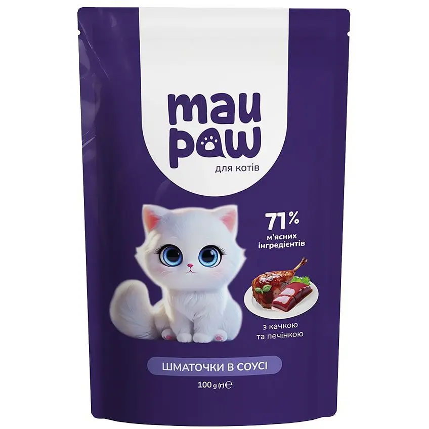 Набір повнораціонного корму для дорослих котів MAU PAW в асортименті 500 г (5 шт. х 100 г) - фото 10