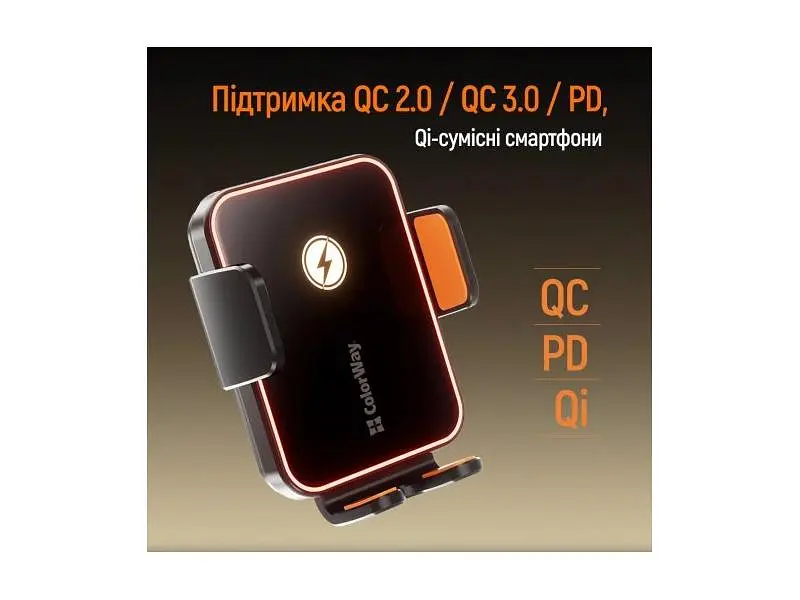 Автомобільний тримач для смартфона ColorWay Ultra-mini Wireless Charger 15W Black (CW-CHAW069Q-BK) - фото 6