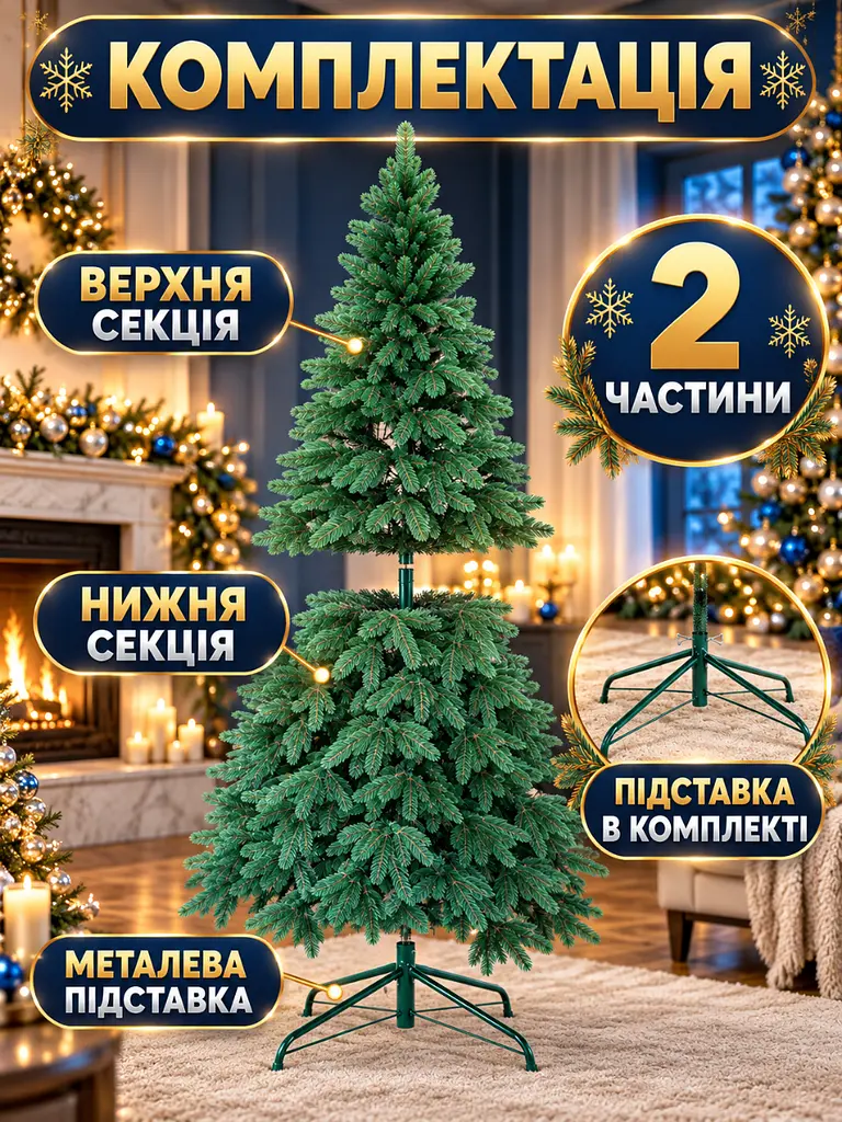 Лита штучна ялинка YaLINKA PZ18 Смерека 180 см на металевій підставці, зелена (49676439) - фото 7