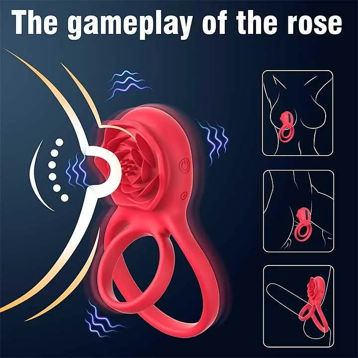 Вібруюче подвійне ерекційне кільце Hgod Rose USB Червоний K000755 - фото 2