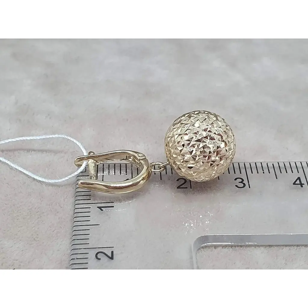 Золотые серьги-подвески Favoritum Шары с алмазной гранью. 210137_12_А_Л - фото 5