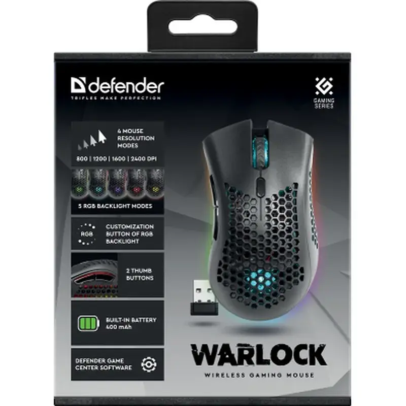 Мишка Defender Warlock GM-709L RGB Wireless Black (52709) - фото 9