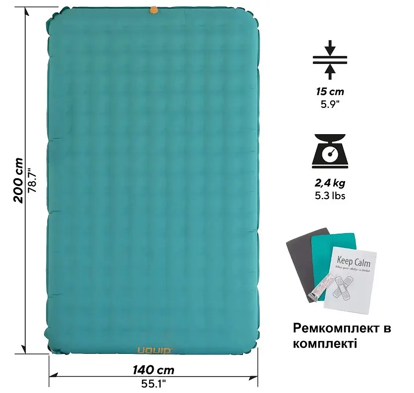 Матрац надувний Uquip Betty Double Petrol/Grey (243108) (DAS302766) - фото 4