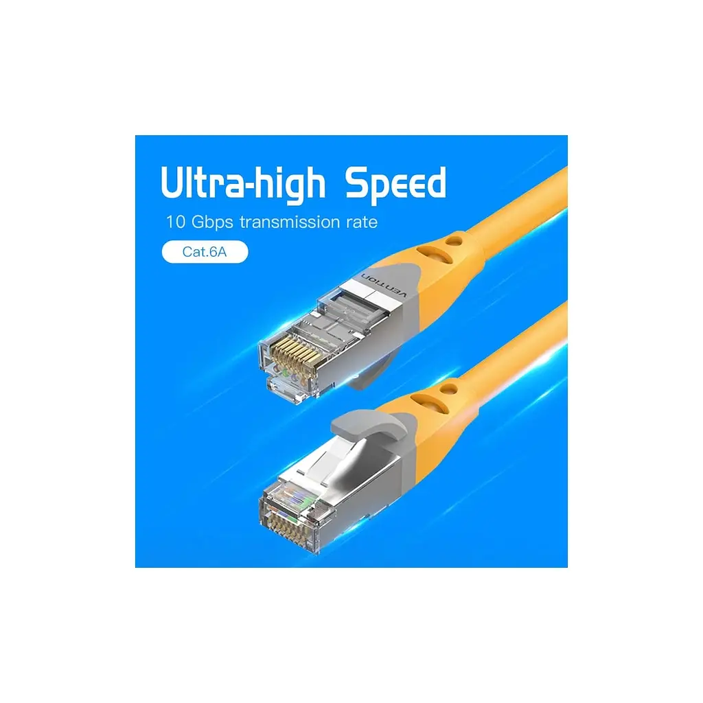 Патч-корд Vention 1 м, S/FTP Cat. 6A RJ-45 жовтий (IBHYF) - фото 3