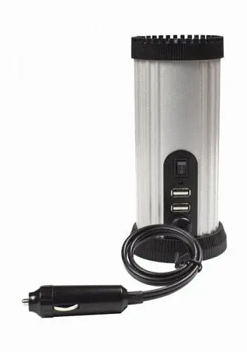 Автомобільний інвертор 150 Вт, EnerGenie, Silver/Black, 2xUSB (5V/2.1A), вхідна напруга 10-16 VDC (вилка для автомобільного прикурювача), металевий корпус (EG-PWC150-01) - фото 2