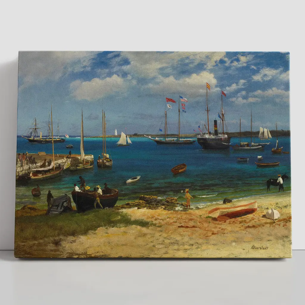 Інтер'єрна картина Харбор Нассау, Альберт Бірштадт, Albert Bierstadt, репродукція картини, 60×80 см (id7008)