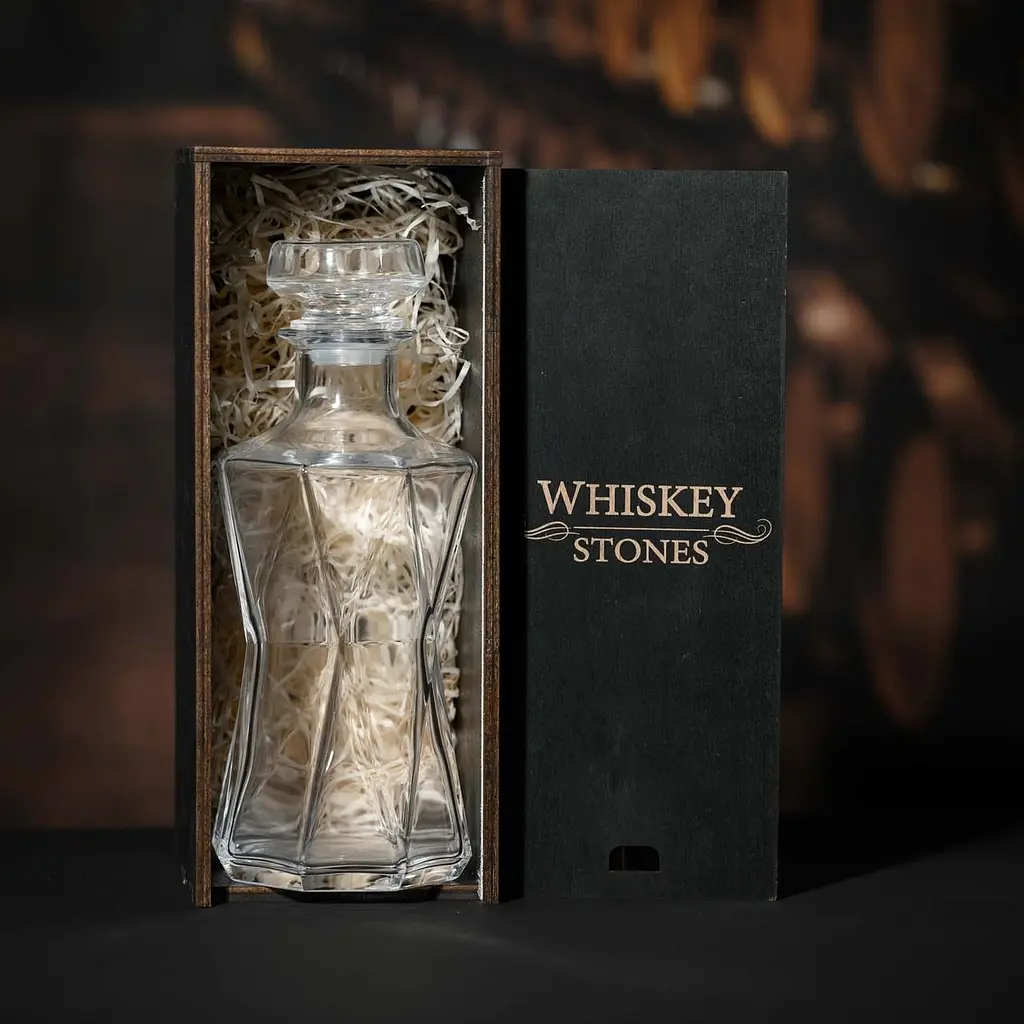Подарунковий набір віскі Whiskey Stones №11 графин Bormioli Rocco Cassiopea в дерев'яному пеналі - фото 2