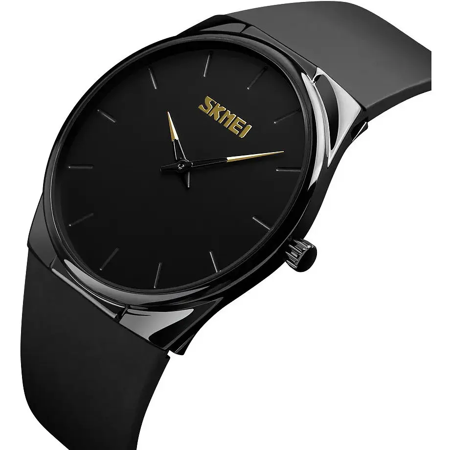 Годинник наручний Skmei 9156 шкіряний ремінець Black Black (16707) - фото 2
