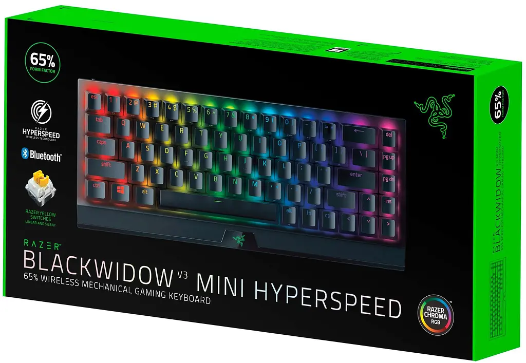 Клавіатура Razer BlackWidow V3 Mini Hyperspeed Yellow Wireless Black (RZ03-03890700-R3R1) - фото 6